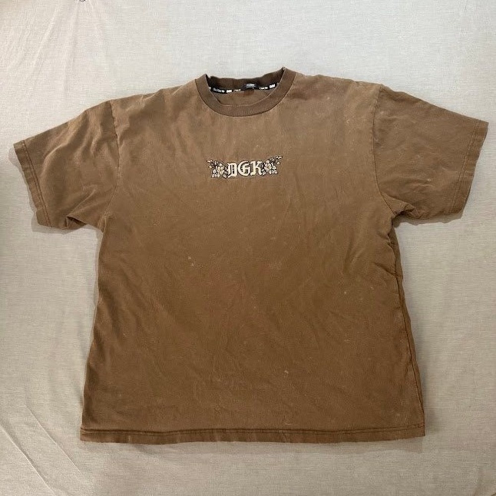 DGK Praying Hands T-Shirt Brown Short Sleeve Graphic‎ Print Men's XL Embriodered